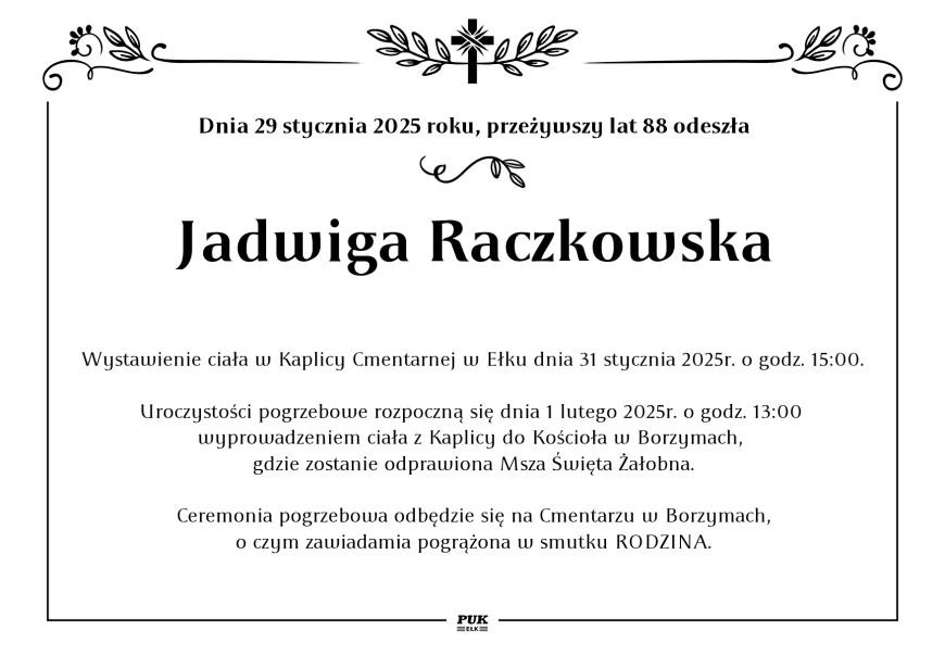 Jadwiga Raczkowska - nekrolog